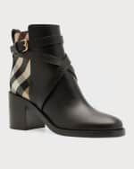 Image 5 of 6: Burberry Pryle Equestrian Horse Check Ankle Booties