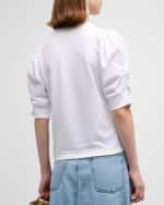 Image 5 of 6: FRAME Frankie Ruched Puff Sleeve Tee