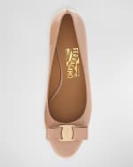 Image 4 of 4: Ferragamo Vara Bow Leather Low Pumps