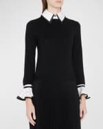 Image 2 of 5: Alice + Olivia Justina Woven Combo Long-Sleeve Pullover