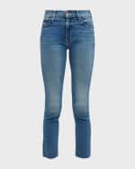Image 1 of 6: MOTHER The Dazzler Ankle Fray Cropped Straight Jeans