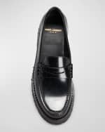 Image 5 of 5: Saint Laurent Le Loafer Monogram Leather Penny Slippers