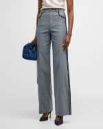 Image 2 of 6: Cinq a Sept Francine Topstitched High-Rise Straight-Leg Pants