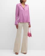 Image 2 of 6: Kobi Halperin Liv Split-Cuff Stretch Silk Blouse