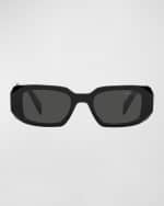 Image 3 of 3: Prada Men's Geometric Rectangle Acetate Sunglasses