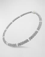 Image 4 of 5: LAGOS Sterling Silver and Gold White Caviar White Ceramic Diamond Link Necklace