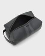 Image 2 of 4: Burberry Men's Charcoal Check Leather Travel Zip Pouch