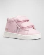 Image 2 of 5: Golden Goose Girl's June Gold Trim High Top Sneakers, Baby/Toddler