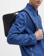 Image 3 of 6: Bottega Veneta Men's Leather Intrecciato Crossbody Camera Bag