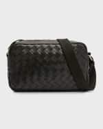 Image 1 of 6: Bottega Veneta Men's Leather Intrecciato Crossbody Camera Bag