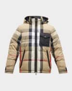 Image 1 of 6: Burberry Men's Rutland Reversible Check Puffer Jacket