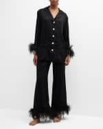Image 4 of 5: Sleeper Feather-Trim Party Pajama Set