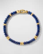 Image 3 of 3: David Yurman Men's 18K Yellow Gold and Lapis Lazuli Bead Bracelet