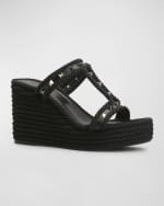 Image 2 of 5: Valentino Garavani Rockstud Rope Wedge Espadrille Sandals