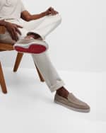 Image 2 of 6: Christian Louboutin Men's Varsiboat Red Sole Leather Boat Shoes