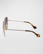 Image 3 of 4: Lanvin Babe Oversized Square Twisted Metal Sunglasses