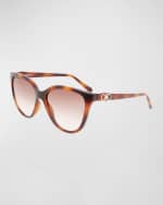 Image 4 of 4: Ferragamo Gancini Injection Plastic Cat-Eye Sunglasses