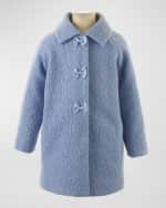 Image 1 of 2: Rachel Riley Girl's Bow Buttons Boucle Coat, Size 2-10