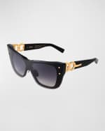 Image 1 of 2: Balmain Armour Oversized Chain Acetate Cat-Eye Sunglasses