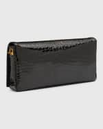 Image 4 of 6: Saint Laurent Kate YSL Clutch Bag in Croc-Embossed Patent Leather