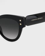 Image 2 of 3: Carolina Herrera Two-Tone Polka-Dot Acetate Cat-Eye Sunglasses