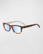 Image 1 of 2: kate spade new york evie blue light blocking rectangle plastic glasses