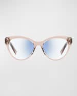 Image 2 of 2: kate spade new york xara blue light blocking plastic cat-eye glasses