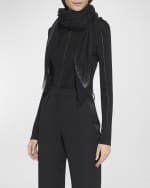 Image 3 of 3: Saint Laurent Dotted Cashmere-Blend Fringe Scarf