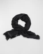 Image 1 of 3: Saint Laurent Dotted Cashmere-Blend Fringe Scarf