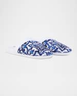 Image 4 of 5: Dolce&Gabbana Men's Majolica-Print Cotton Slippers