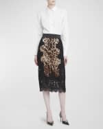 Image 5 of 6: Dolce&Gabbana Leopard-Print Insert Lace Midi Skirt