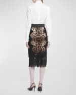 Image 3 of 6: Dolce&Gabbana Leopard-Print Insert Lace Midi Skirt