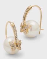 Image 4 of 5: Sydney Evan 14K Diamond Butterfly Earrings with 10mm Pearls