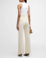 Image 3 of 6: Veronica Beard Taylor High-Rise Wide Frayed Jeans