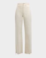 Image 1 of 6: Veronica Beard Taylor High-Rise Wide Frayed Jeans