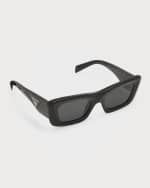 Image 1 of 5: Prada Rectangular Marble Acetate Cat-Eye Sunglasses