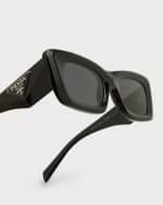 Image 5 of 5: Prada Rectangular Marble Acetate Cat-Eye Sunglasses