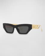 Image 1 of 3: Versace Logo Acetate Cat-Eye Sunglasses
