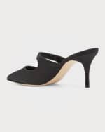 Image 3 of 6: Manolo Blahnik Satin Mary Jane Stiletto Mules