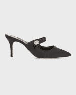 Image 1 of 6: Manolo Blahnik Satin Mary Jane Stiletto Mules