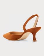 Image 3 of 6: Manolo Blahnik Carolyne Kitten-Heel Halter Pumps