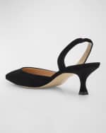 Image 3 of 6: Manolo Blahnik Carolyne Kitten-Heel Halter Pumps