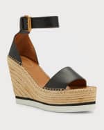 Image 4 of 5: See by Chloe Glyn Leather Wedge Espadrille Sandals