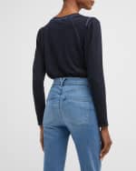 Image 5 of 6: Veronica Beard Mason Long Sleeve Baseball Tee