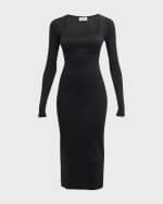 Image 1 of 6: Salon 1884 Bonna Square-Neck Long-Sleeve Rib Midi Dress