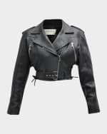 Image 1 of 6: Salon 1884 Jane Leather Crop Moto Jacket
