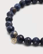 Image 3 of 5: Sydney Evan Indigo Blue Sapphire Faceted Rondelle Bracelet with Diamond Hummingbird Charm