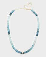 Image 1 of 5: Sydney Evan 6mm Aquamarine Wheel Rondelle Necklace with Diamonds