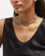 Image 5 of 5: Sydney Evan 6mm Aquamarine Wheel Rondelle Necklace with Diamonds