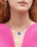 Image 2 of 5: Sydney Evan 14K Diamond and Blue Sapphire Evil Eye on Scalloped Moroccan Pendant Necklace